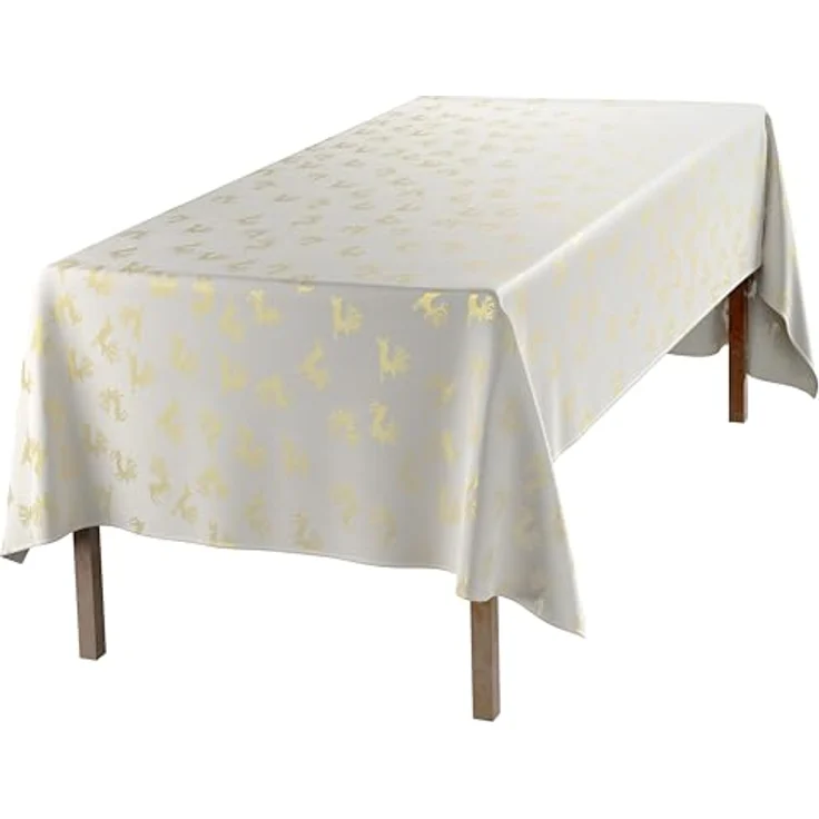 Emma Barclay Weihnachtstischdecke, rechteckig, maschinenwaschbar, Weihnachts-Tischdecke, cremefarben mit goldenem Rentier-Design, 178x274 cm – Bild 7