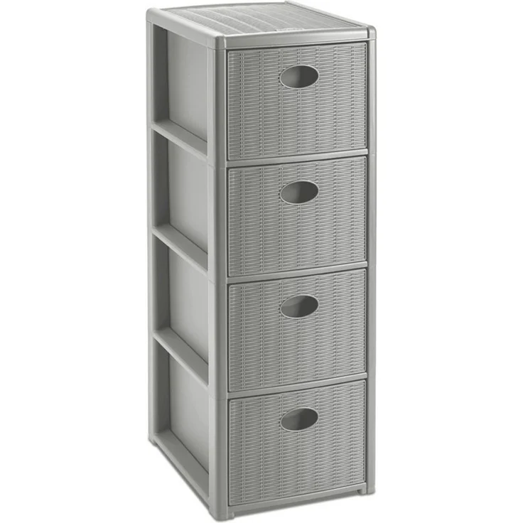 KreLeo Rollcontainer mit 4 Schüben im Rattan Design (Schmale) (Farbe wählbar) – Bild 1