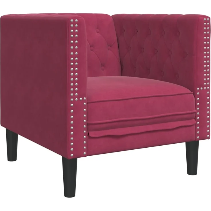 vidaXL Chesterfield-Sessel Weinrot Samt 372677 – Bild 1