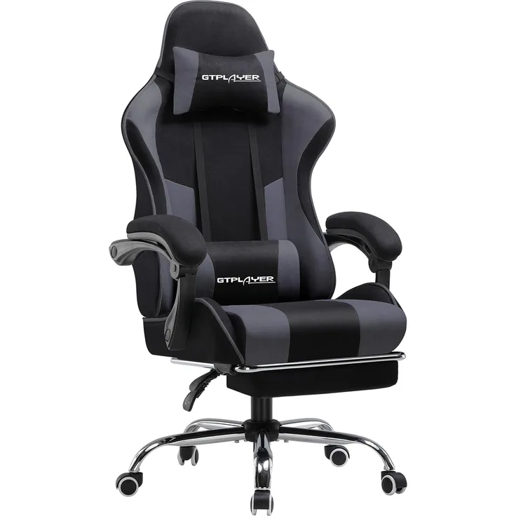 GTPLAYER Gaming-Stuhl Bürostuhl mit Massagefunktion, Fußstütze, Kopfstütze (Packung), Ergonomischer Gamer Stuhl Maximale Belastung 150 kg, 360° drehbar