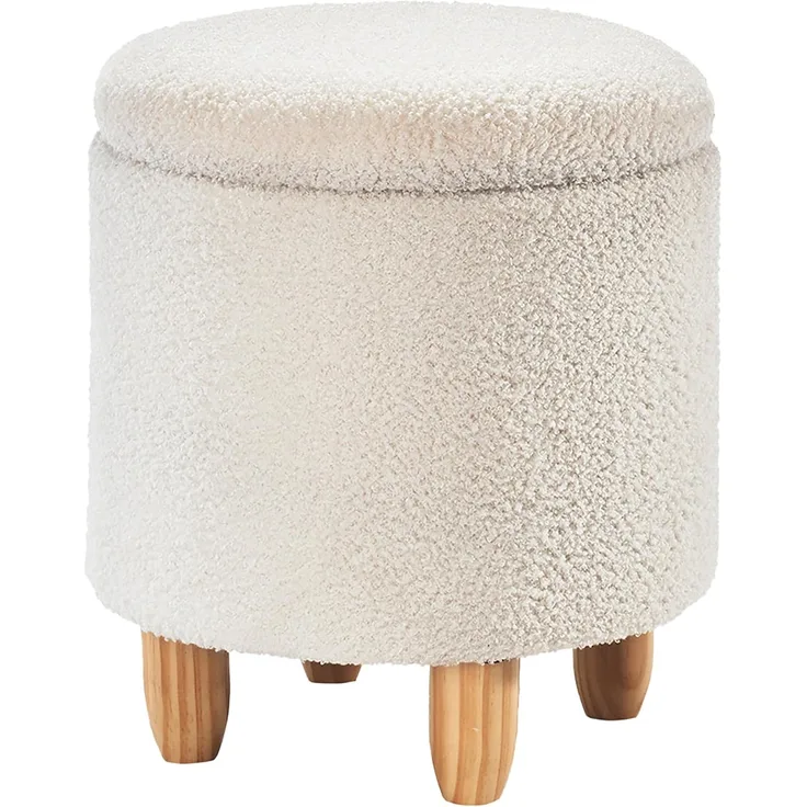 Kobolo Sitzhocker Hocker mit Aufbewahrung UPENDO – Bouclestoff (1 Stück, mit Aufbewahrungsfach)