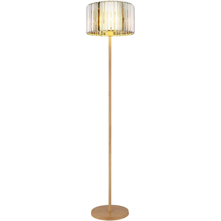 LED Stehleuchte, Metall Holzoptik, Kristalle rauch, H 150 cm – Bild 1