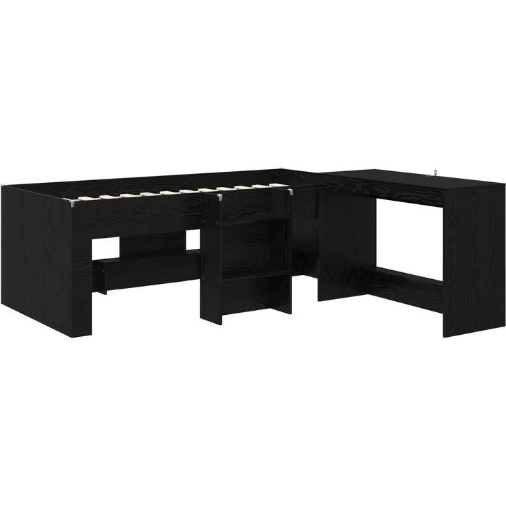 vidaXL Hochbett mit Schreibtisch für Kinder Schwarz Eichen-Optik 3423471 – Bild 3