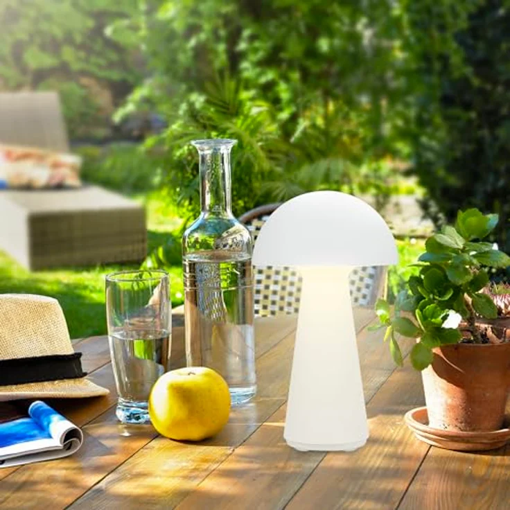 Briloner LED Akku-Tischleuchte Fungo weiß 28 x 16 cm warmweiß – Bild 5