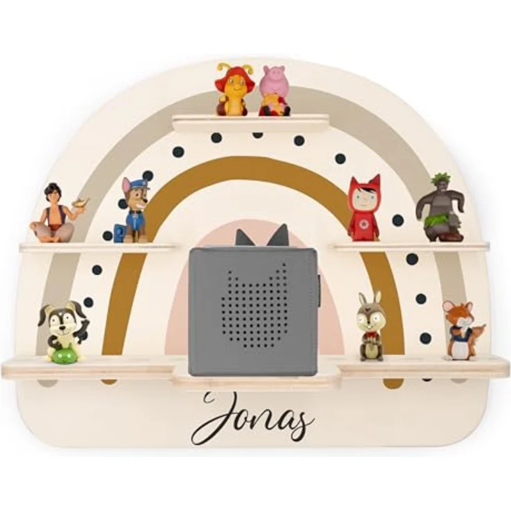 KIDSMOOD - Personalisiertes Tonie Regal für Kinderzimmer | Regenbogen Wand-Regal mit genügend Platz für Tonie-Hör-Figuren, Aussparung für Tonie-Musikbox & Kabelmanagement, Tonie Regal Mädchen & Jungen – Bild 2
