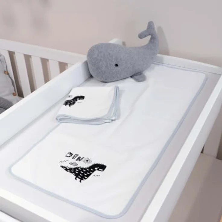 Ersatz-Frotteebezüge für Wickelbrettlauflage Hedda mit Klettverschluss, 2er-Set, Dino-Design – Bild 3