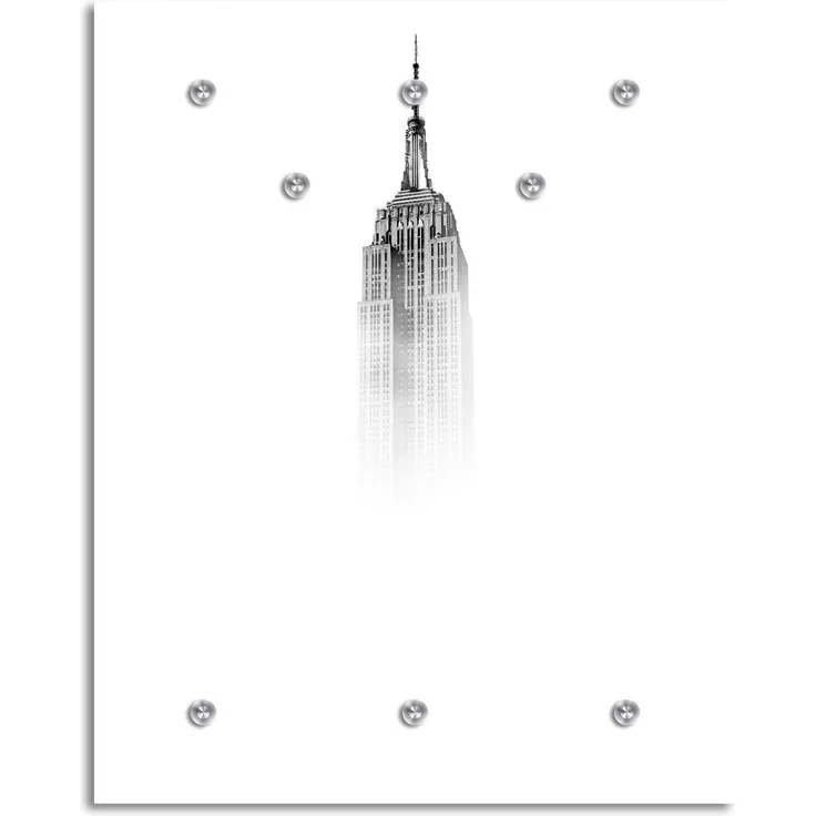 Queence Garderobe - "Empire" Druck auf hochwertigem Arcylglas inkl. Edelstahlhaken und Aufhängung, Format: 100x120cm