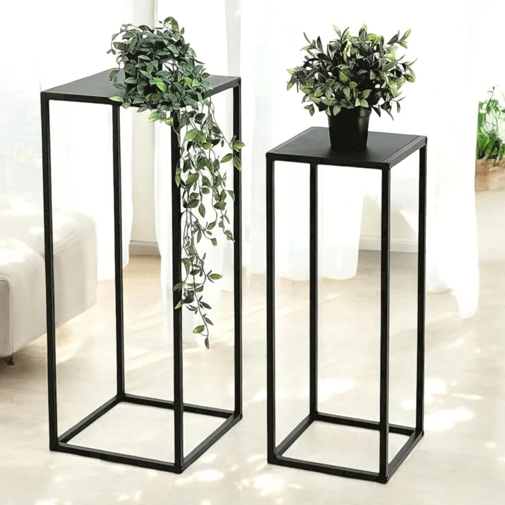 DanDiBo Pflanzenständer Metall Schwarz Eckig 2er Set 96574 Beistelltisch Blumenhocker Blumenständer Design Modern Pflanzenhocker