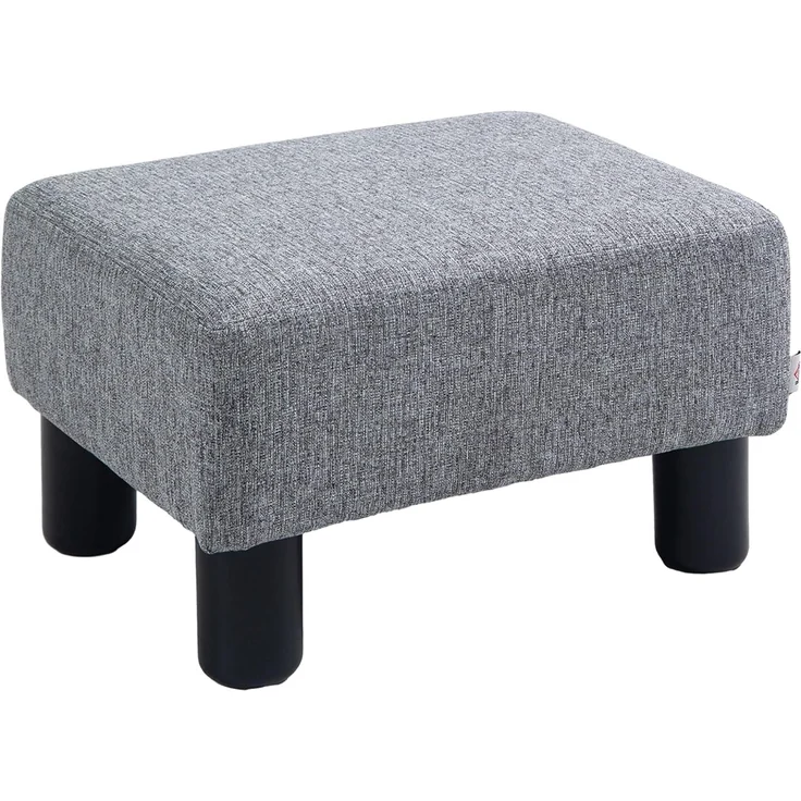 HOMCOM Fußhocker Wohnzimmerhocker, Sofahocker aus Leinen (Bank Sitzbank, 1 St, Rückenfreier Hocke), Grau 40 x 30 x 24 cm