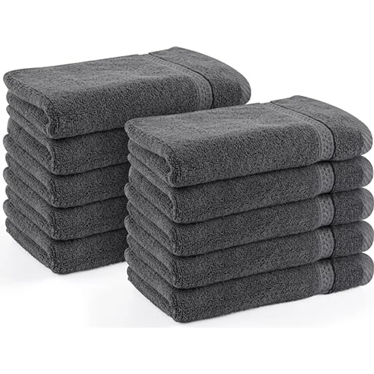 Utopia Towels Gästetücher, 30 x 50 cm, Grau, 10er-Pack | mit Aufhängeschlaufe, 100 % Baumwolle, Handtücher, weiches und saugfähiges Gästetuch-Set, schnell trocknende Waschlappen – Bild 1