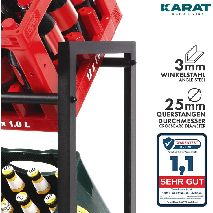 KARAT Getränkekistenregal für 4 Kisten - stabiles & platzsparendes Getränkeregal inkl. Montagematerial - Kistenregal aus Metall - Lagerregal für Getränke - Kenji – Bild 5