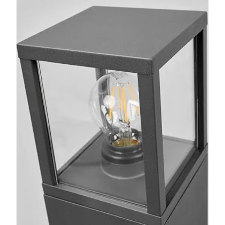 Lampenwelt Lucande Wegeleuchte/Pollerleuchte, spritzwassergeschützt IP54, 65 cm, 1x E27 max. 15W, ohne Leuchtmittel, Aluminium/Glas für Garten und Hof – Bild 5
