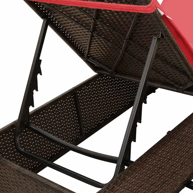 vidaXL Doppelte Sonnenliege Rot Poly-Rattan 3376133 – Bild 9