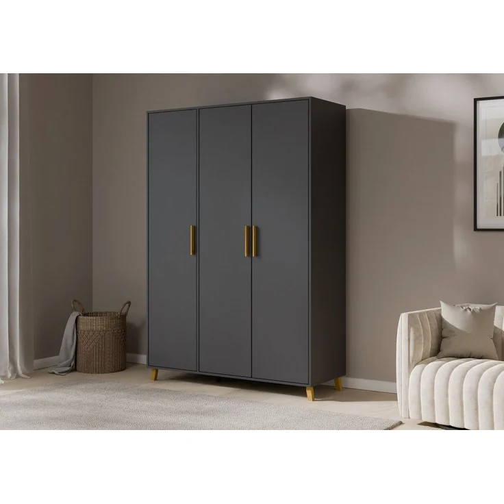 rauch Drehtürenschrank Kleiderschrank Schrank Garderobe Wäscheschrank SHINJO (in 3 verschiedenen Ausstattungen BASIC/CLASSIC/PREMIUM) Griffe und Füße aus Massivholz, viel Stauraum MADE IN GERMANY – Bild 1