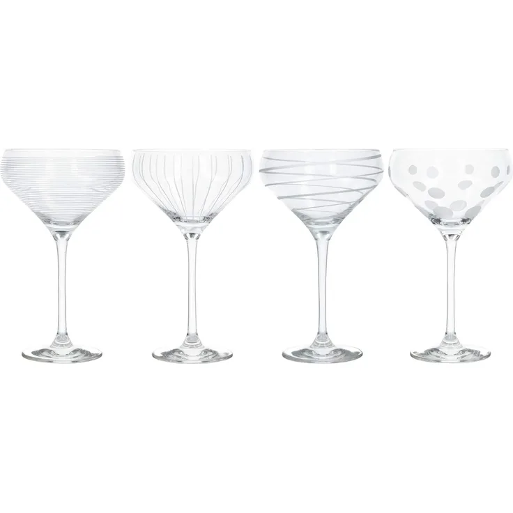 Mikasa Cheers Martinigläser, 290 ml, 4 Stück, Kristallglas, silber, 400 ml, Set of 4