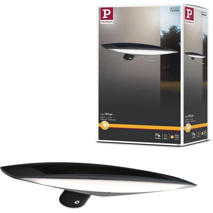 Paulmann No. 94340 Outdoor Solar Wandleuchte Kiran Anthrazit IP44 mit Bewegungsmelder
