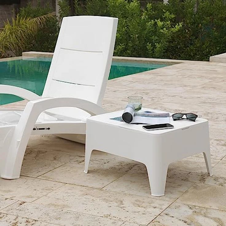 Shaf Alaska, Garten Beistelltisch Outdoor mit Stauraum, 58 x 48 x 30 cm, weiß – Bild 2