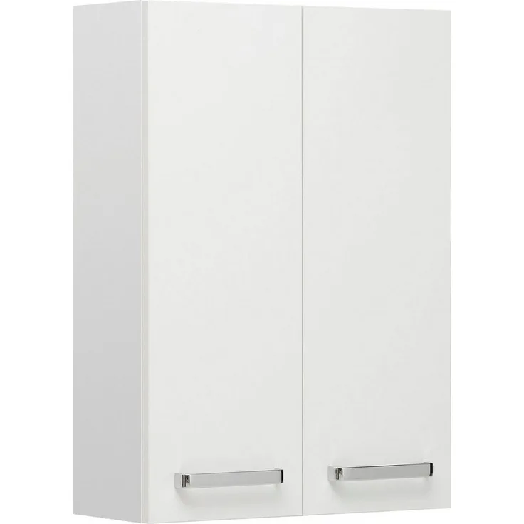 Saphir Hängeschrank Quickset Wand-Badschrank 50 cm breit mit 2 Türen und 2 Einlegeböden Badezimmer-Hängeschrank inkl. Türdämpfer, Griffe in Chrom Glanz