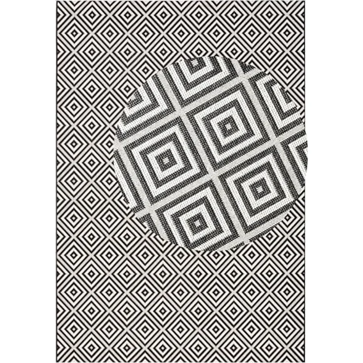 In- & Outdoor Teppich Karo schwarz/creme - 140x200x0,8cm – Bild 3