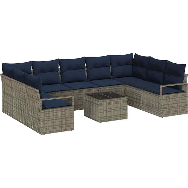 vidaXL Sofa Set 10 stk. Grau [Synthetisch]: Poly Rattan 3346555 – Bild 2