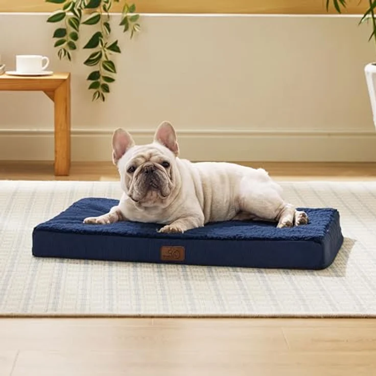 BEDSURE orthopädisches Hundebett kleine Hunde - 76 x 51 x 7.6 cm Hundekissen flauschig Hundematte waschbar Hundematratze in Navyblau für kleine Hunde – Bild 7
