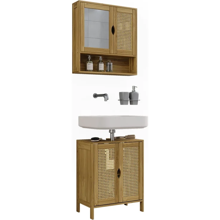 Badmöbel-Set Liora Bambus 2-teilig Vicco – Bild 5