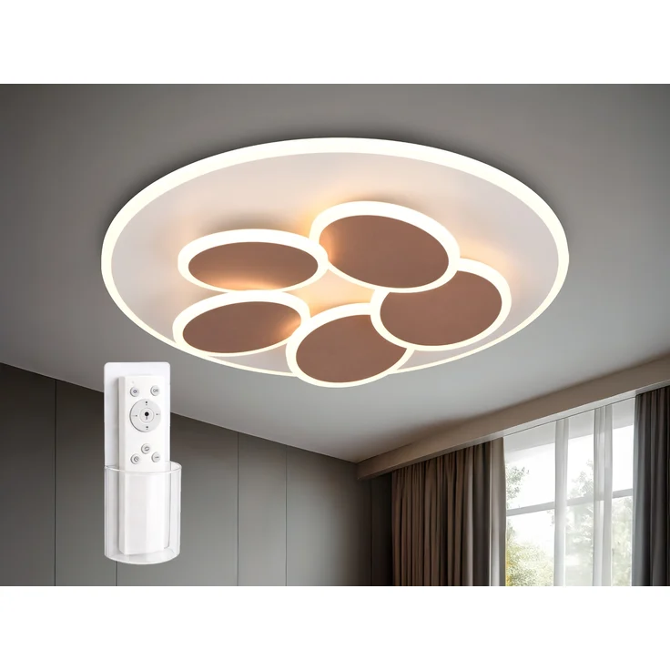 LED Deckenleuchte Grau Coffee dimmbar mit Fernbedienung & Tageslicht Ø 49cm – Bild 1