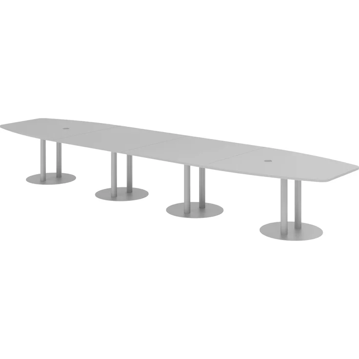 bümö Konferenztisch oval 520x130 cm großer Besprechungstisch in grau, Besprechungstisch mit Säulen in silber, Meetingtisch für 18 Personen, XXL-Tisch für Besprechungsraum & Meeting, KT52S-5-S – Bild 1