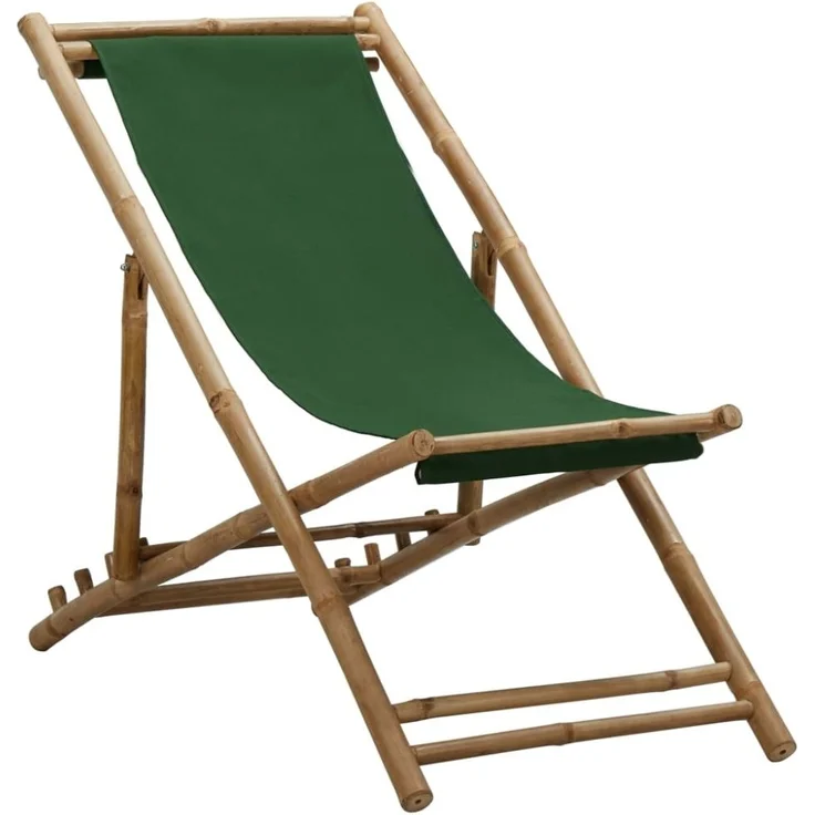vidaXL Liegestuhl Bambus und Canvas Grün 313021 – Bild 1