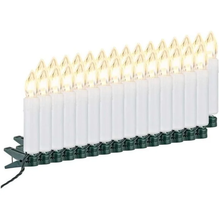 F-H-S International LED-Christbaumkerzen, 30-flammig, Baumkerzen weiß 7cm warmweiß 6/18h Timer 14,5m – Bild 3