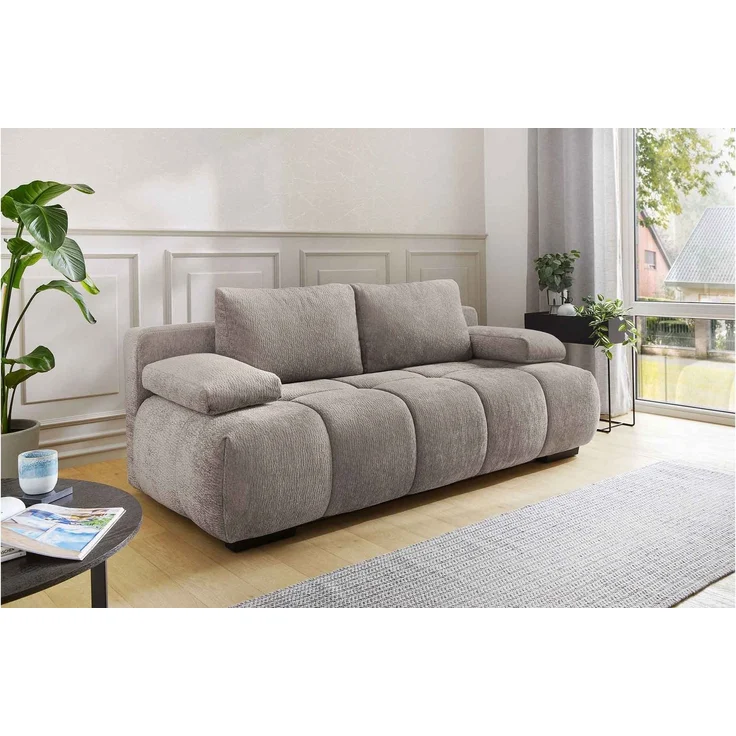 JOB 'Reno' Schlafsofa, Chenille greige, 213 x 101 x 86 cm – Bild 2