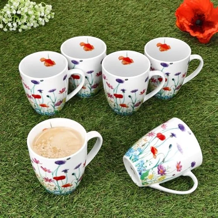 MamboCat Becher 6er Set Marie Kaffeebecher 320ml Porzellan-Tassen 6 Personen Blumen, Porzellan – Bild 3