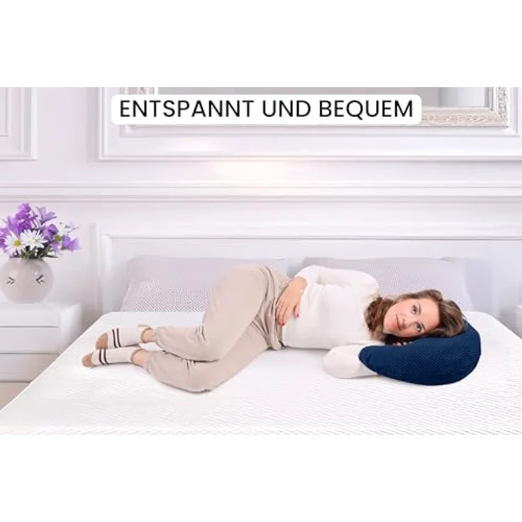 Amilian Stillkissen - Stillmond - Schwangerschaftskissen - Lagerungskissen, Schwangerschaftskissen klein - Kissen für Stillzeit - pregnancy pillow, mit Füllung und abnehmbarem Bezug - maschinenwaschbar – Bild 5
