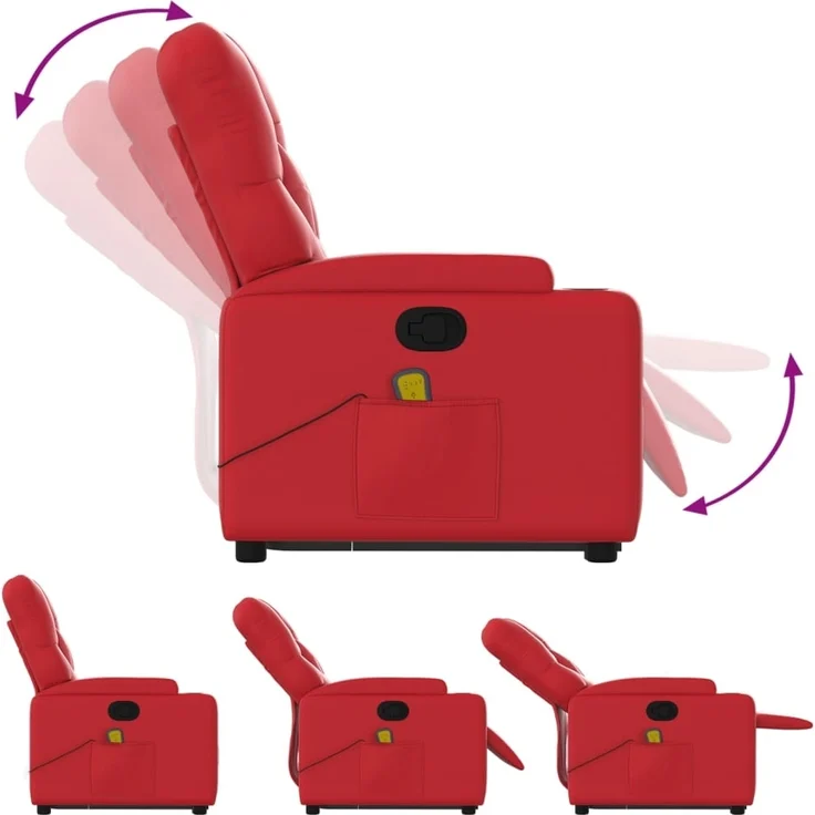 vidaXL Massagesessel mit Aufstehhilfe Rot Kunstleder 3204784 – Bild 5