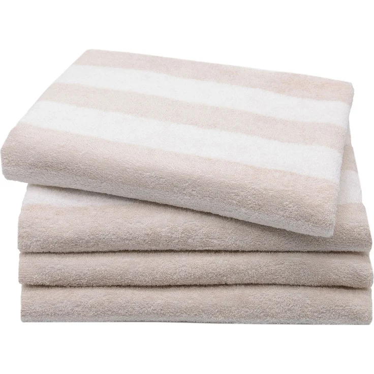ZOLLNER ZOLLNER 4er Set Handtücher, beige gestreift 50x100 – Bild 1