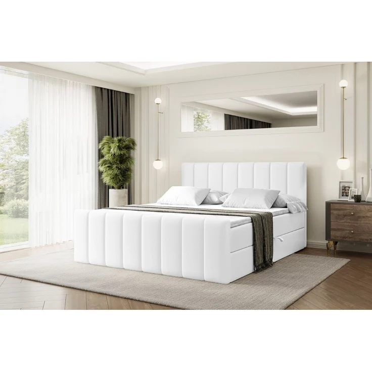 ALTDECOR Boxbett OTTA-Z (Multipocket-Matratze H4, H3 Matratze Bonellfederung, Topper, Kopfteil), Doppelbett mit Fußteil – Bild 1