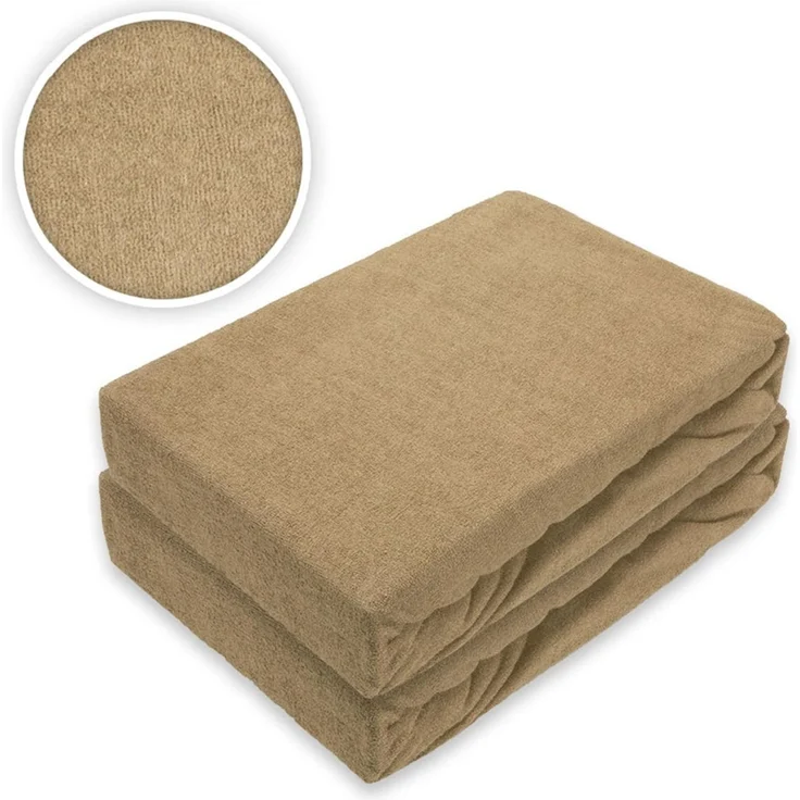 Doppelpack Marke Frottee Spannbettlaken Sand 180 x 200 cm – Bild 2
