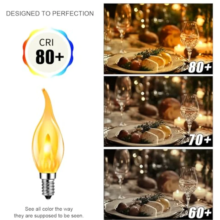 LVWIT Flammen LED E14 Warmweiss 1W, Kerzenlampe T35 Glühbirne Flammeneffekt Stimmungslicht Flackerlampe für Zuhause Garten Bar Halloween Weihnachten, Ersetzt 3W Glühlampen, 1800K, 6er Pack – Bild 6