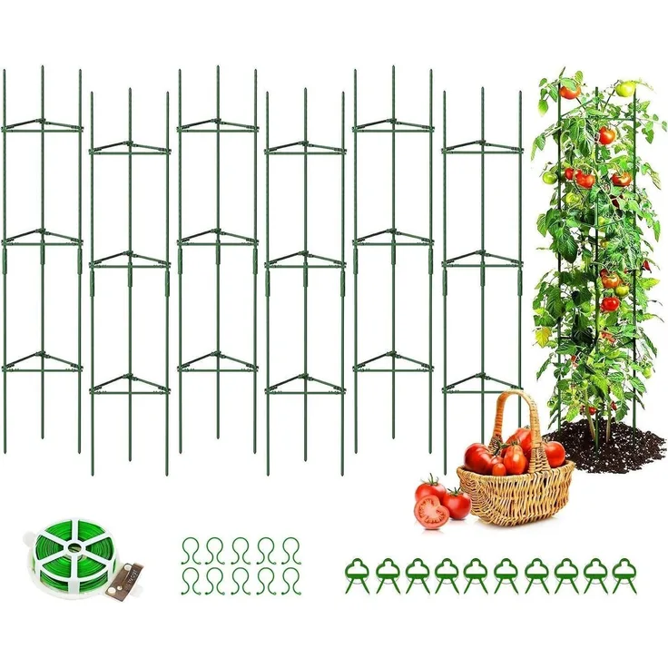 Tomaten Rankhilfe Set 120 cm Höhe für Rosen Kletterpflanzen Garten Grün
