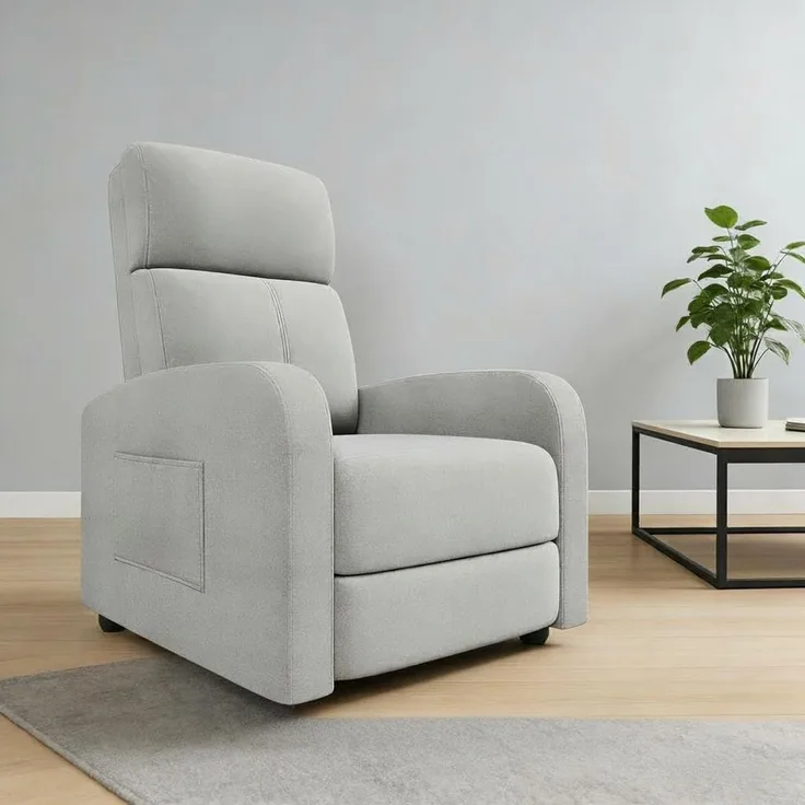 GarveeHome Relaxsessel Fernsehsessel Ruhesessel Liegesessel mit Liege-Funktion Polstersessel Leinen verstellbar Einzelliegesessel Wohnzimmer Schlafzimmer Heimkino (Grau3)