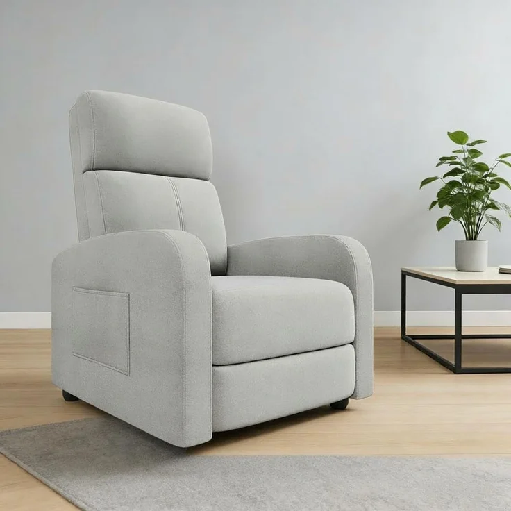 GarveeHome Relaxsessel Fernsehsessel Ruhesessel Liegesessel mit Liege-Funktion Polstersessel Leinen verstellbar Einzelliegesessel Wohnzimmer Schlafzimmer Heimkino (Grau3) – Bild 1