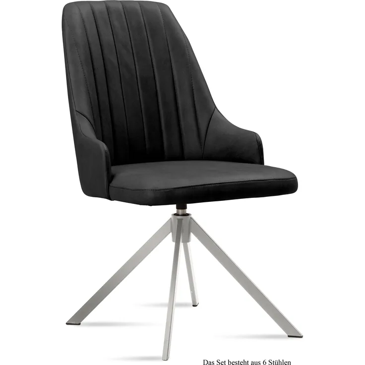 Esszimmerstuhl drehbar (6er-Set) Davorka 52x91x60 Edelstahl/Anthrazit