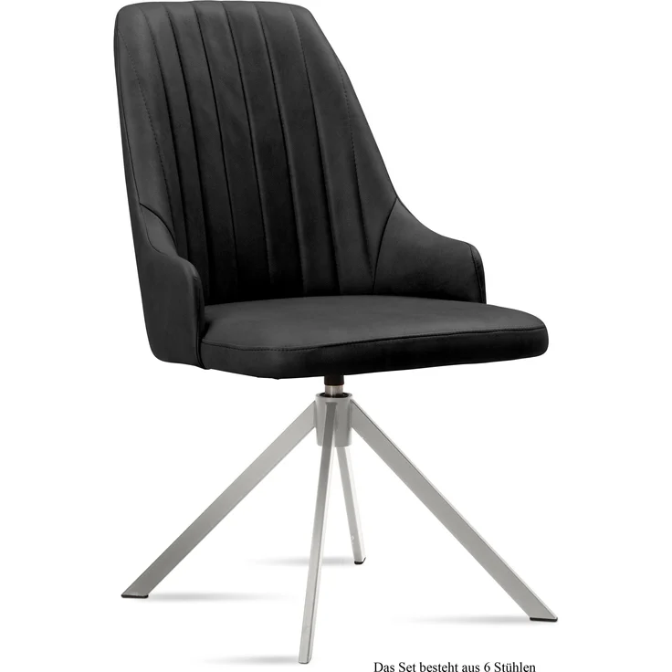 Esszimmerstuhl drehbar (6er-Set) Davorka 52x91x60 Edelstahl/Anthrazit