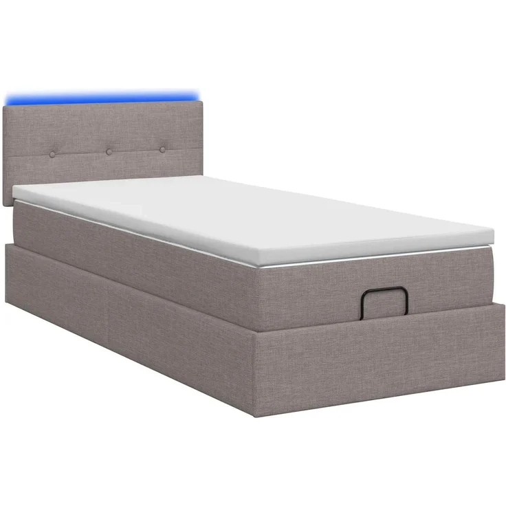 vidaXL Ottoman-Bett mit Matratze und LED Taupe 100 x 200 cm Stoff 3456888 – Bild 9