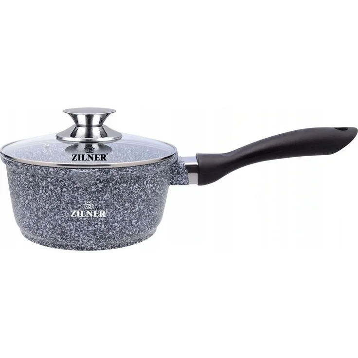 Zilner Kasserolle Schöner grauer Kasserolle 1.9L mit Steinbeschichtung, Durchmesser 18cm, Aluminiumguss (sehr hochwertig, 2-tlg, Zeitloses Design des Topfsets. Eine ideale Geschenkidee)