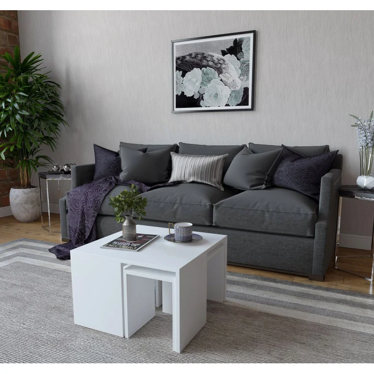 Skye Decor 'Ortanca - White' Couchtisch-Set, Weiß, 60 x 36,8 x 60 cm – Bild 3