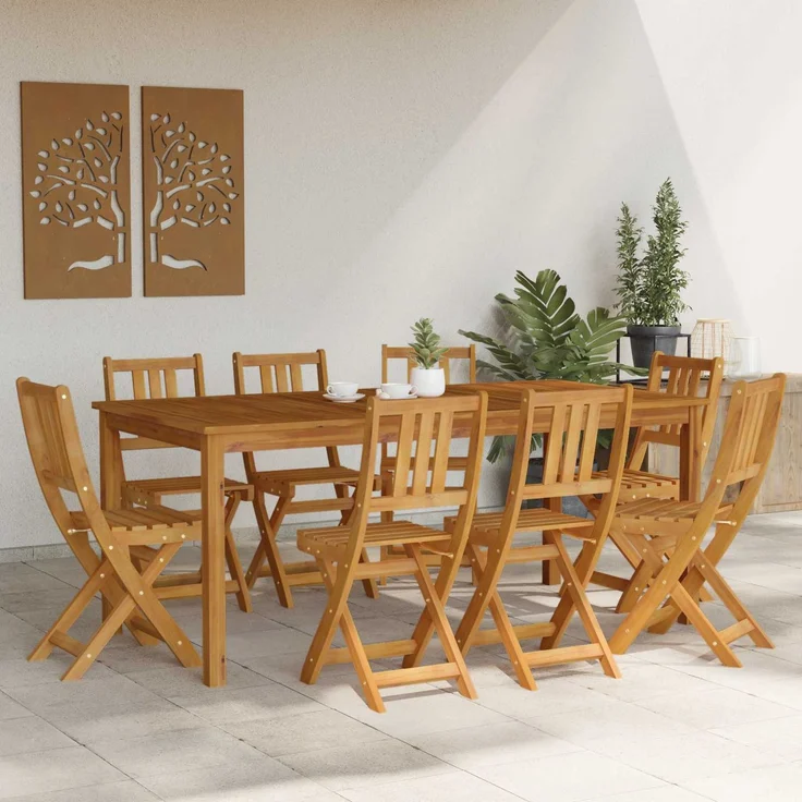 vidaXL Außen Bistro-Stühle mit Kissen 8 pcs Natur 40 x 42 x 85 cm 3416292 – Bild 3