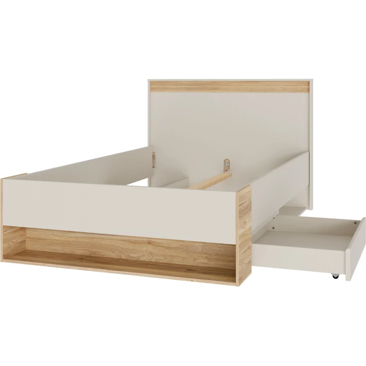 Stauraumbett >WEXLIN< in Sand / Mauvella Eiche Dekor - 130x96,3x210,8cm (BxHxT) – Bild 5