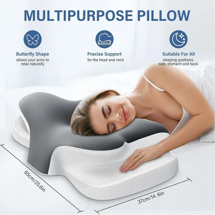 Kityhome Nackenstützkissen Nackenkissen mit Memory Foam-Ergonomisch für alle Schlafpositionen, Füllung: Premium Memory Foam, für Seitenschläfer, Rückenschläfer & Bauchschläfer, Einfache Reinigung, Universelle Eignung, Universelle Eignung für alle Schla... – Bild 1