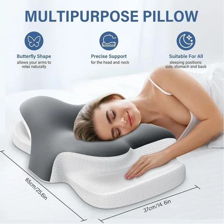 Kityhome Nackenstützkissen Nackenkissen mit Memory Foam-Ergonomisch für alle Schlafpositionen, Füllung: Premium Memory Foam, für Seitenschläfer, Rückenschläfer & Bauchschläfer, Einfache Reinigung, Universelle Eignung, Universelle Eignung für alle Schla...